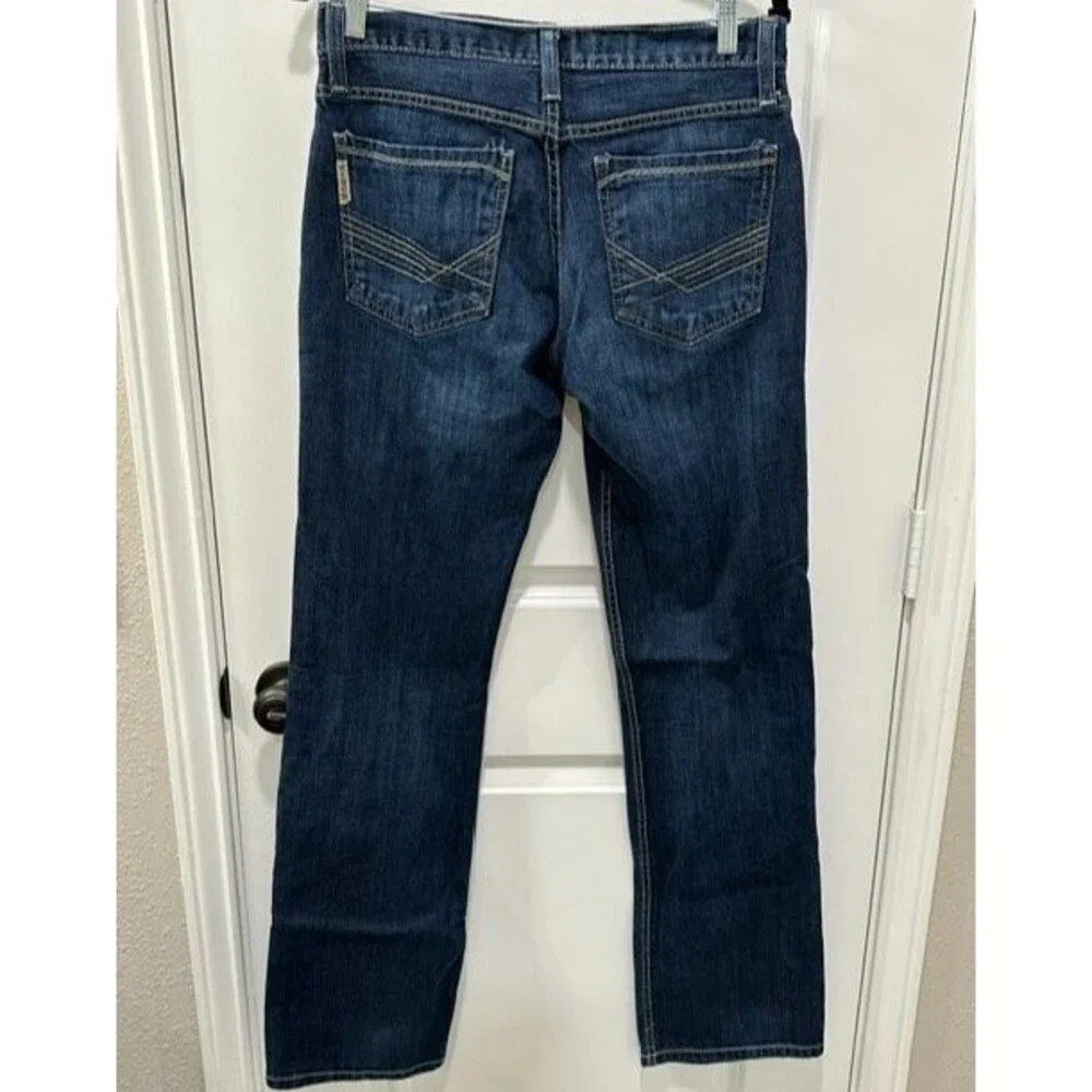 Cinch Ian Slim Fit Dark Wash Bootcut Jeans Size 30x34 Western Embroidered Cowboy